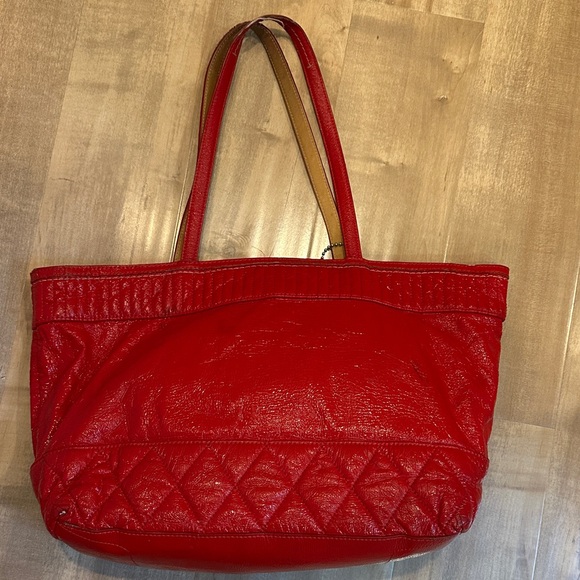 Coach Red Quilted Tote Bag - Picture 3 of 9